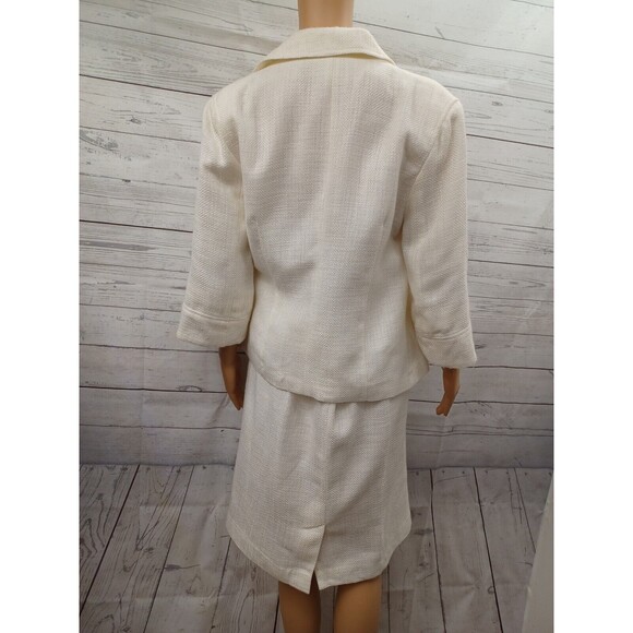 Cato Suit Set Cardigan Jacket Blazer & Skirt Ivory Tweed Textured Sz 10 Lined - Picture 3 of 12